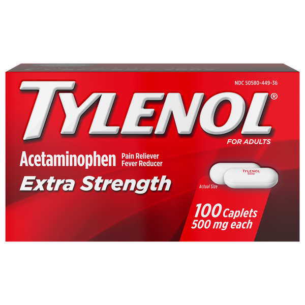 Tylenol Extra Strength Acetaminophen Pain Relief 500 mg Caplets