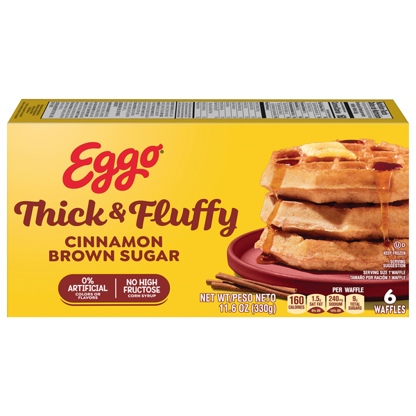 Eggo Thick & Fluffy Cinnamon Brown Sugar Belgian Waffles - 6 ct