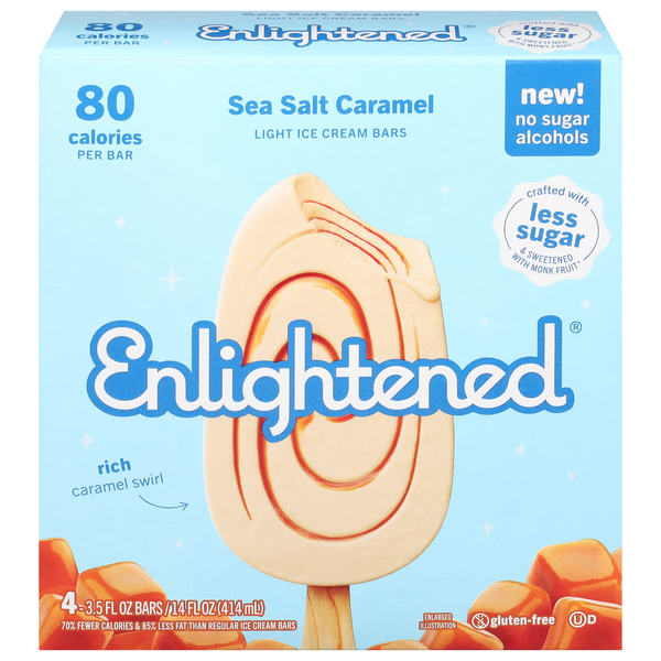 Enlightened Light Sea Salt Caramel Ice Cream Bars - 4 ct