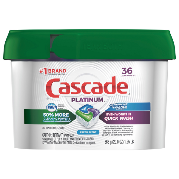 Save on Cascade Platinum + Dishwasher Cleaner ActionPacs Fresh Scent
