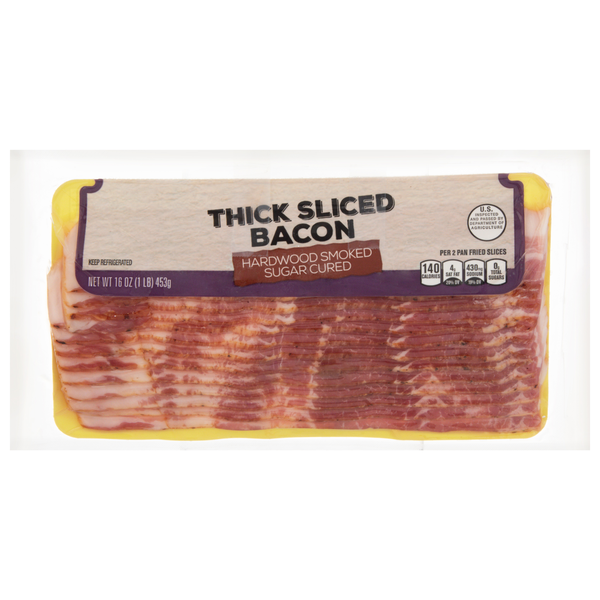 Hannaford Hardwood Smoked Sugar Cured Thick Cut Bacon Sliced
