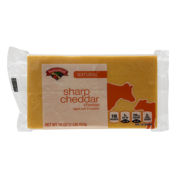 Hannaford Natural Aged Sharp Yellow Cheddar Cheese Block