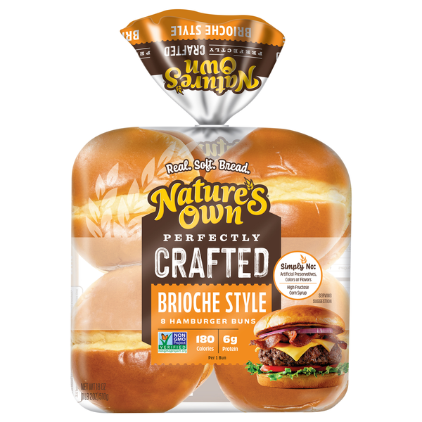 Nature's Own Perfectly Crafted Brioche Style Hamburger Buns - 8 ct