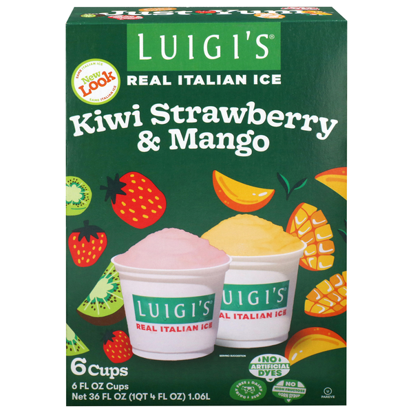 Luigi's Mango & Kiwi Strawberry Real Italian Ice - 6 ct