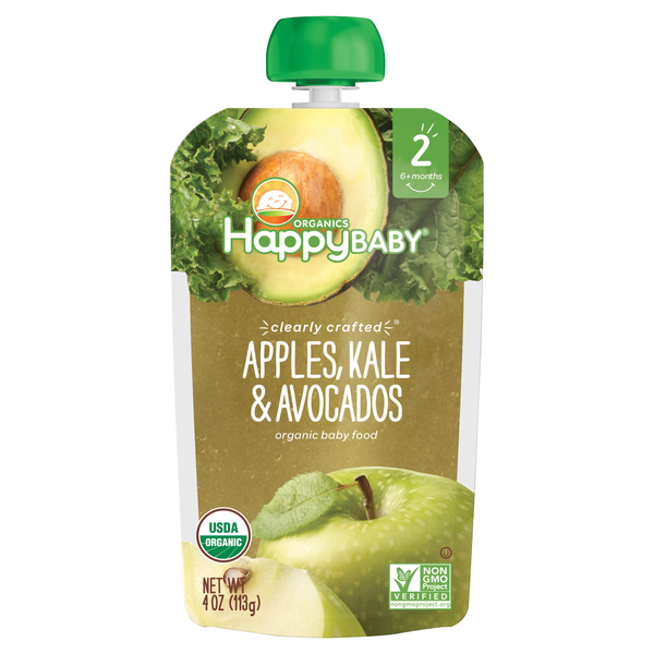 Happy Baby Organics 2 Baby Food Apples Kale & Avocados