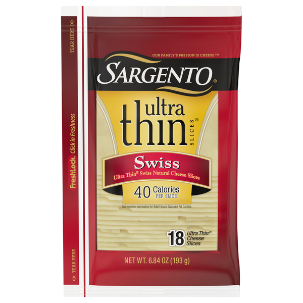 Save on Sargento Natural Ultra Thin Swiss Cheese Slices 18 ct Order Online Delivery Stop & Shop