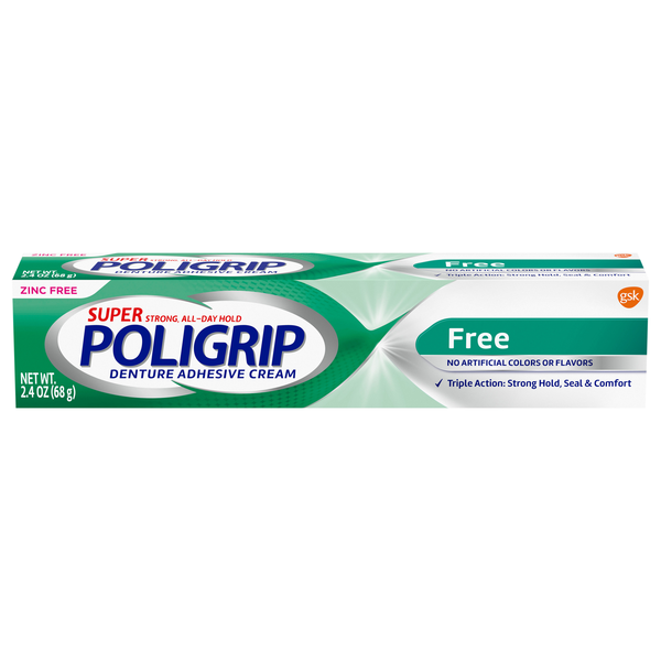 Super PoliGrip Free Denture Adhesive Cream Zinc Free