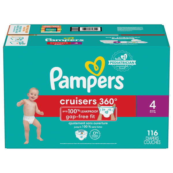 Pampers Cruisers 360 Fit Size 4 Baby Diapers 22-37 lb