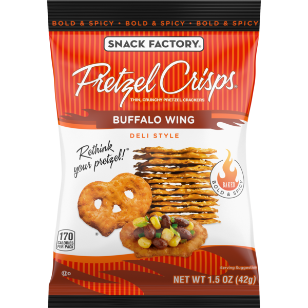Snack Factory Deli Style Buffalo Wing Flavored Pretzel Crisps