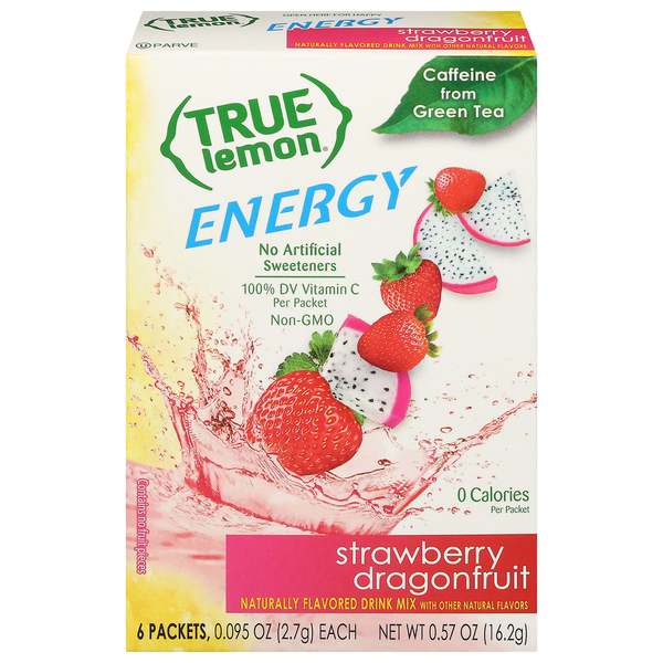 True Lemon Strawberry Dragonfruit Energy Drink Mix - 6 ct