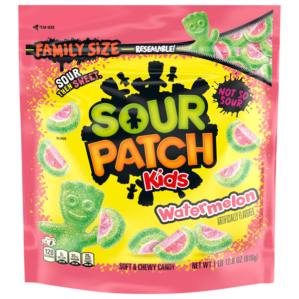 Sour Patch Kids Watermelon Sour Then Sweet Soft & Chewy Candy Family Size