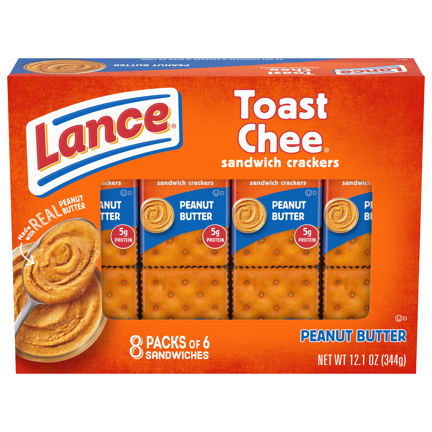 Lance Lance Toast Chee Sandwich Crackers Peanut Butter - 6 ct ea - 8 pk