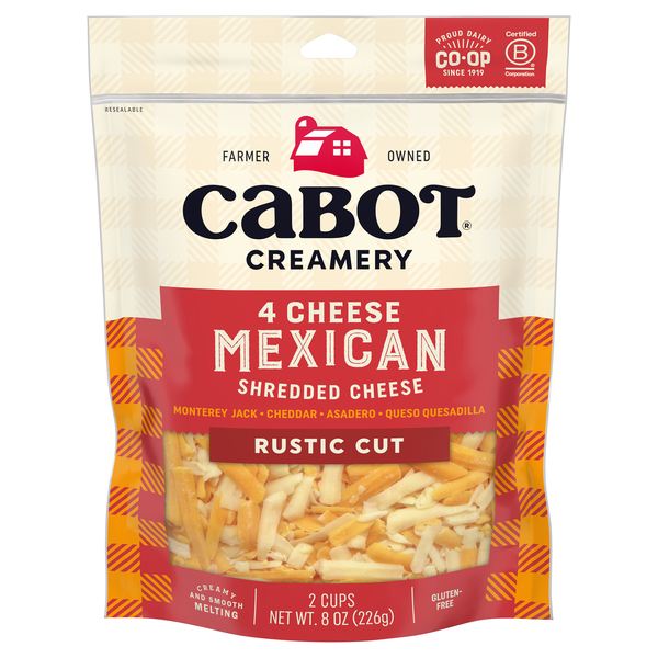 Cabot Creamery Rustic Cut Shredded Mexican 4 Cheese