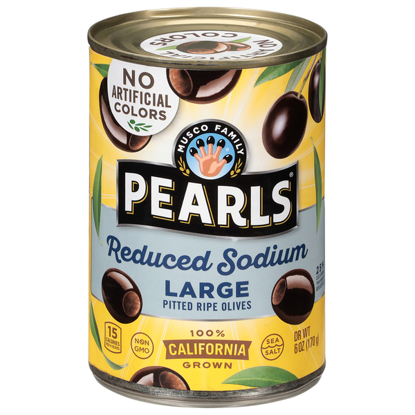 Pearls California Reduced Sodium Large Pitted Ripe Black Olives