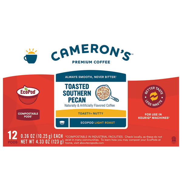 Cameron's Toasted Southern Pecan Flavored Light Roast Coffee Pods
