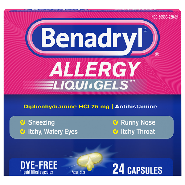 Benadryl Allergy Relief Liqui-Gels Antihistamine Dye Free Capsules