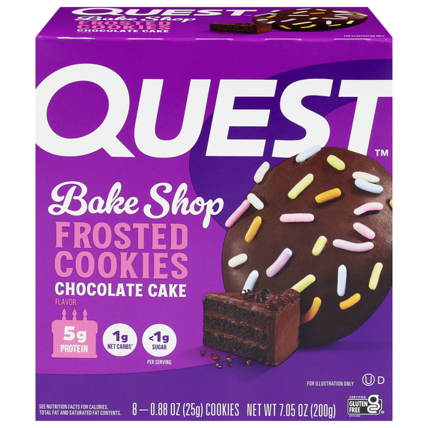 Quest Keto Friendly Chocolate Cake 5g Protein Frosted Cookies - 8 ct