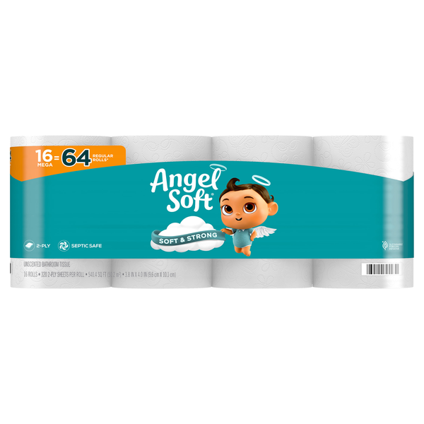 Angel Soft Mega Roll 2-Ply Toilet Paper Unscented