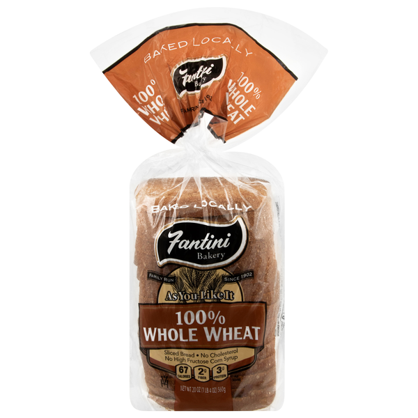 Fantini Bakery Whole Grain 100% Whole Wheat Bread Sliced