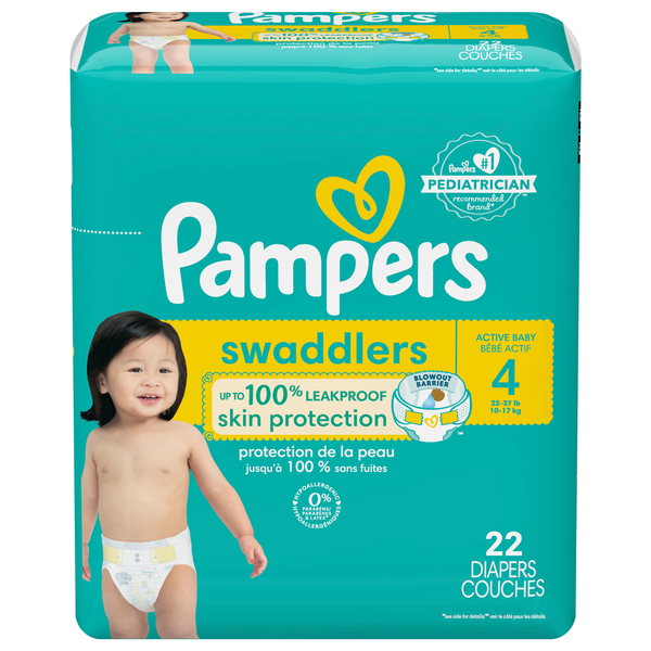 Pampers Swaddlers Size 4 Baby Diapers 22-37 lb