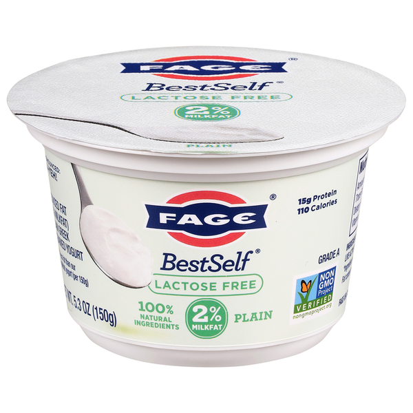 FAGE BestSelf Lactose Free Low Fat Plain Strained Greek Yogurt Cup