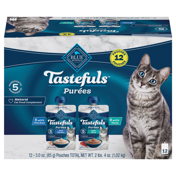 Blue Buffalo Tastefuls Chicken/Tuna Purees Cat Food Compliment - 12 ct