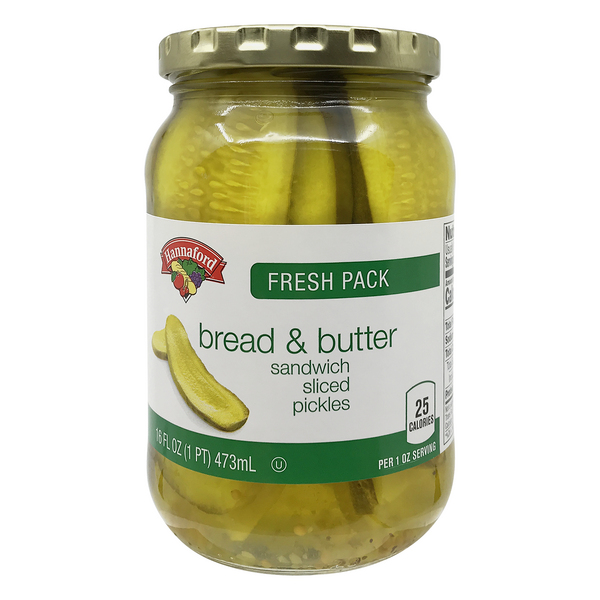 Hannaford Bread & Butter Sandwich Pickles Sliced Fresh Pack