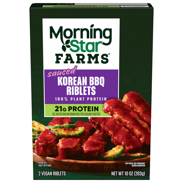 Morningstar Farms Plant-Based Sauced Korean BBQ Riblets - 2 ct Frozen