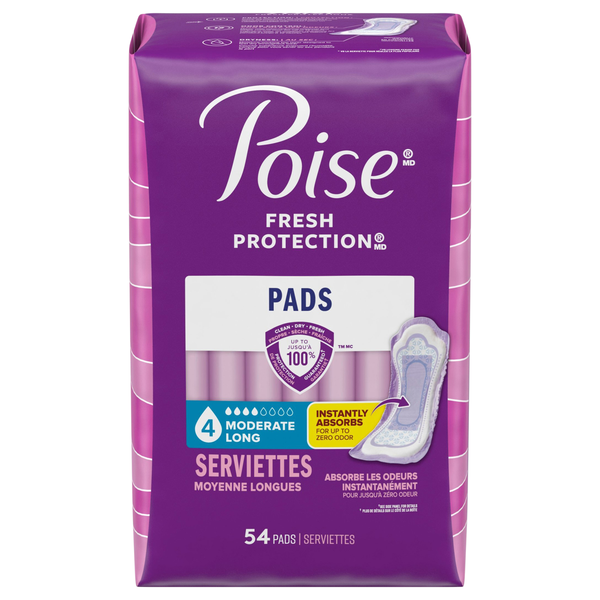 Poise Incontinence Pads Moderate Absorbency Long Length