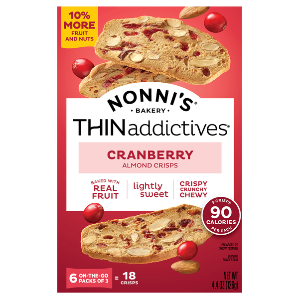 Nonni's THINaddictives Cranberry Almond Crisps -6 ct