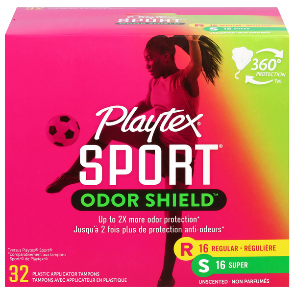 Playtex Sport Odor Shield Unscented Regular & Super Tampons