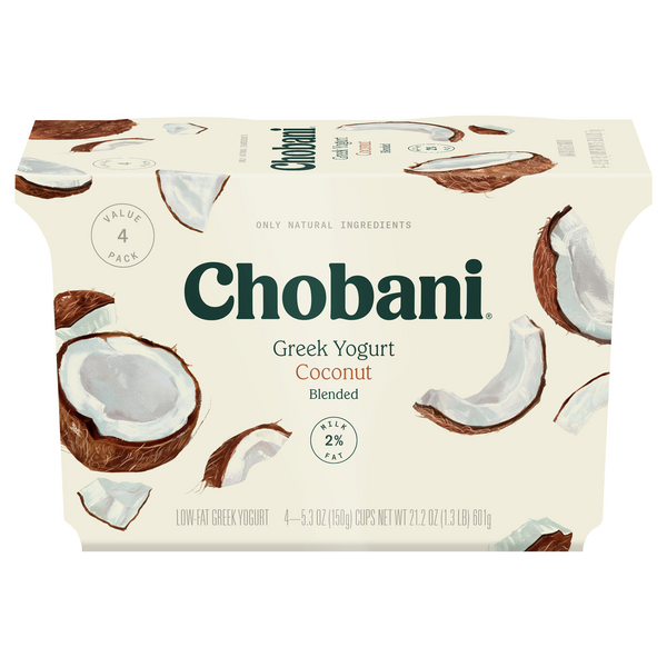 Chobani Low Fat Coconut Blended Greek Yogurt Cups - 4 ct