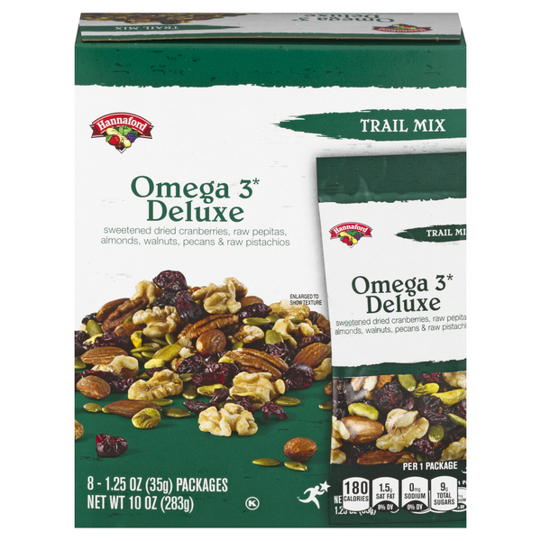 Hannaford Omega 3 Deluxe Trail Mix - 8 ct