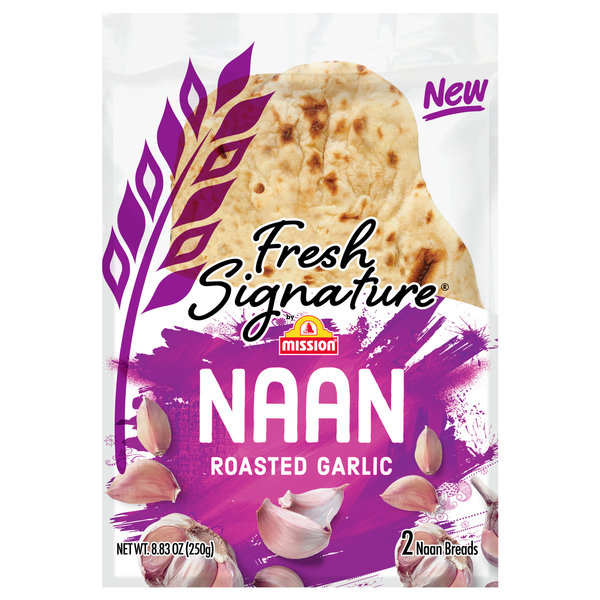 Mission Fresh Signature Roasted Garlic Naan Bread - 2 ct