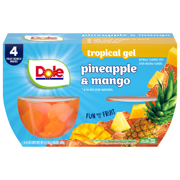 Dole Pineapple & Mango in Tropical Gel Cups - 4 ct