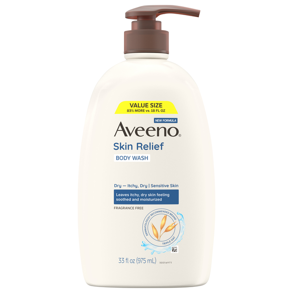 Aveeno Skin Relief Fragrance Free Body Wash For Itchy Dry Skin Pump