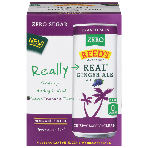 Save on Reed's Real Ginger Ale Soda with Grape Zero Sugar 4 pk Order