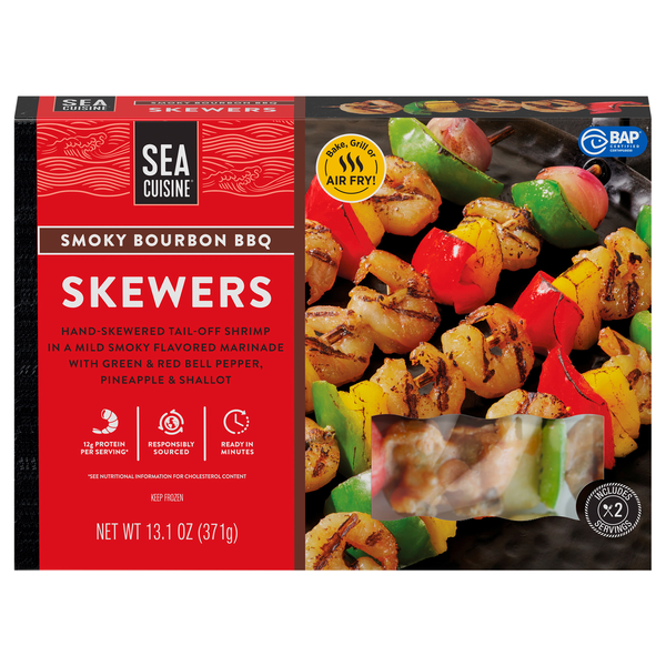 Sea Cuisine Smoky Bourbon BBQ Shrimp Skewers Frozen
