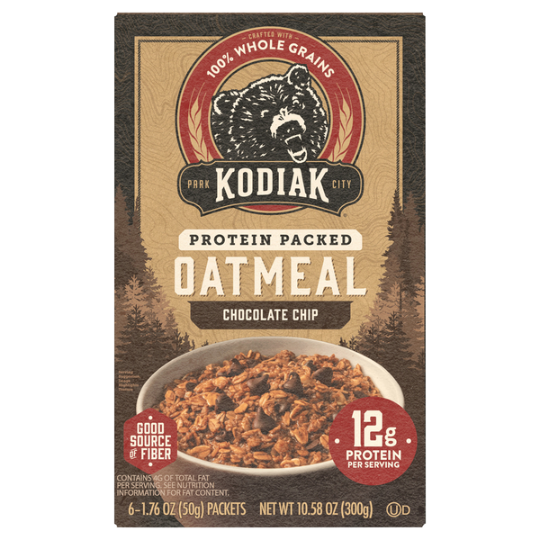 Kodiak Chocolate Chip Protein-Packed Hearty Instant Oatmeal - 6 ct