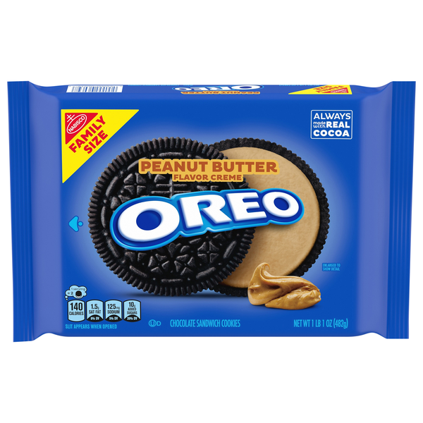 OREO Peanut Butter Creme Chocolate Sandwich Cookies Family Size