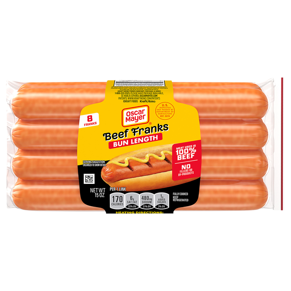 Oscar Mayer Bun Length Uncured Beef Franks - 8 ct