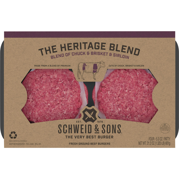 Schweid & Sons The Heritage Blend Ground Beef Burger Patties - 4 ct Fresh