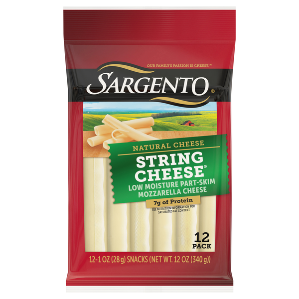 Sargento Natural Part-Skim Mozzarella String Cheese - 12 ct