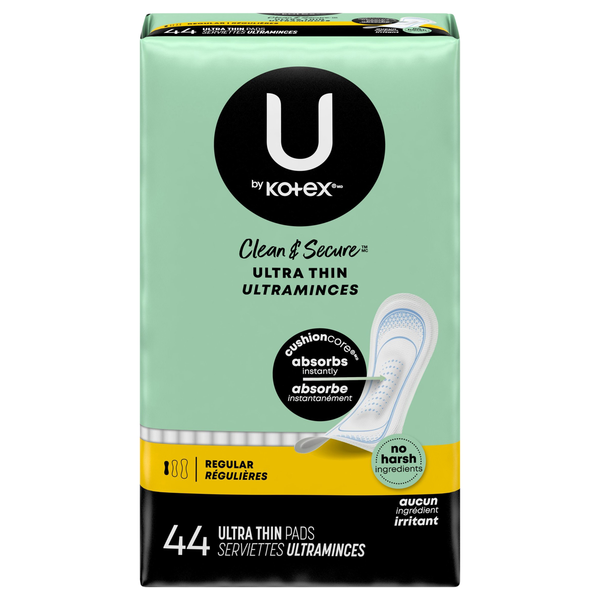 U by Kotex Clean & Secure Unscented Regular Ultra Thin Maxi Pads No Wings