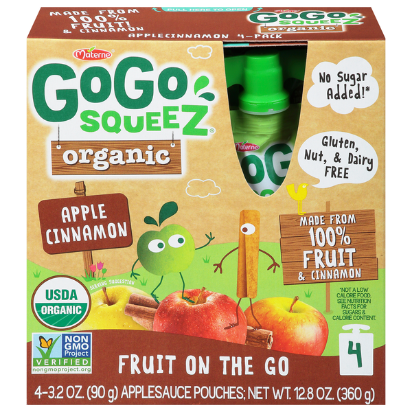 GoGo Squeez Organic Fruit on the Go Apple Cinnamon Apple Sauce - 4 ct