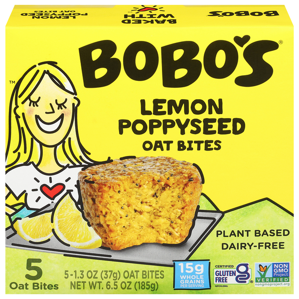 Bobo's Gluten & Dairy Free Plant-Based Lemon Poppyseed Oat Bites - 5 ct