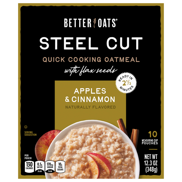 Better Oats Steel Cut Apples & Cinnamon Quick Cooking Oatmeal - 10 ct