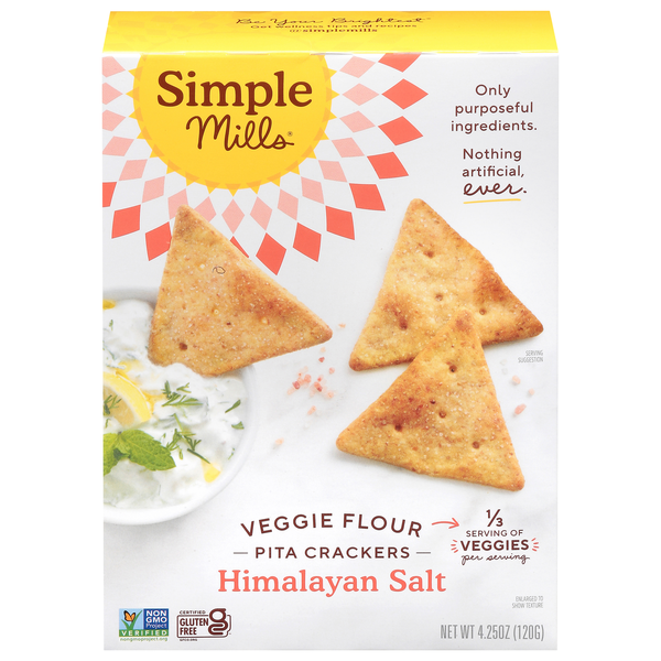 Simple Mills Gluten Free Himalayan Salt Veggie Flour Pita Crackers