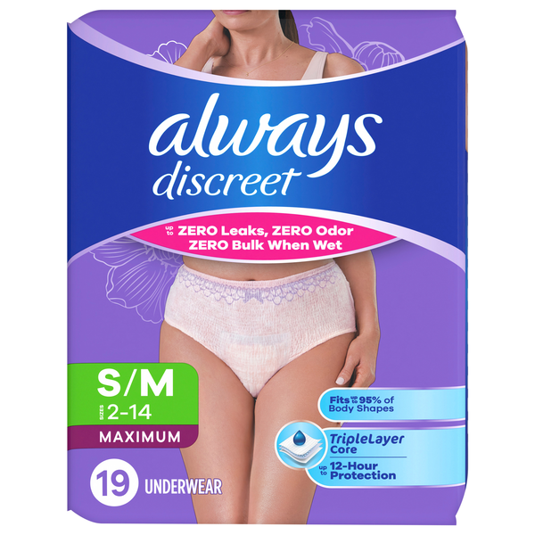 Always Discreet Women's Incontinence Underwear S/M