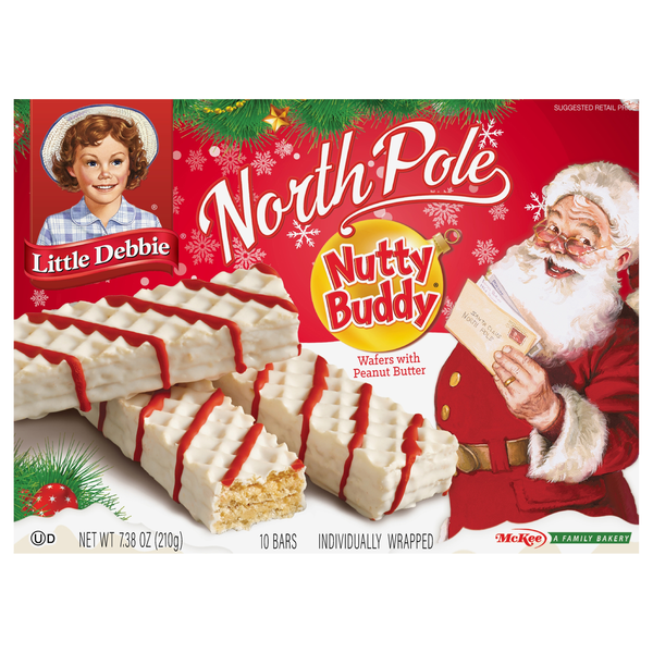 Little Debbie North Pole Peanut Butter Nutty Buddy Wafer Bars - 10 ct